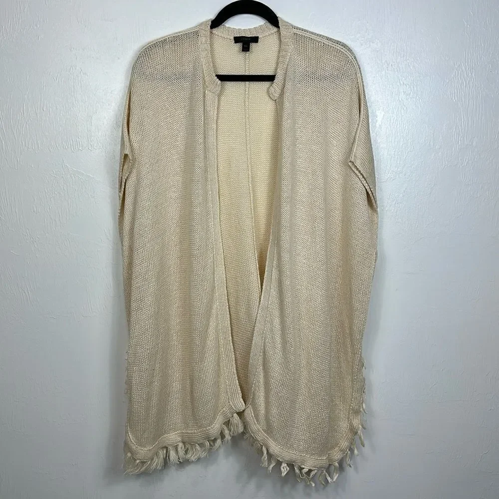 J. Crew 100% Linen Relaxed Fit Kimono Cardigan Tassel Detail Size S/M